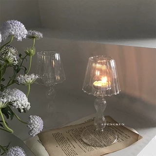 Chân Nến Bằng Thủy Tinh Phong Cách Vintage Hàn Quốc Dùng Trang Trí Nhà Cửa