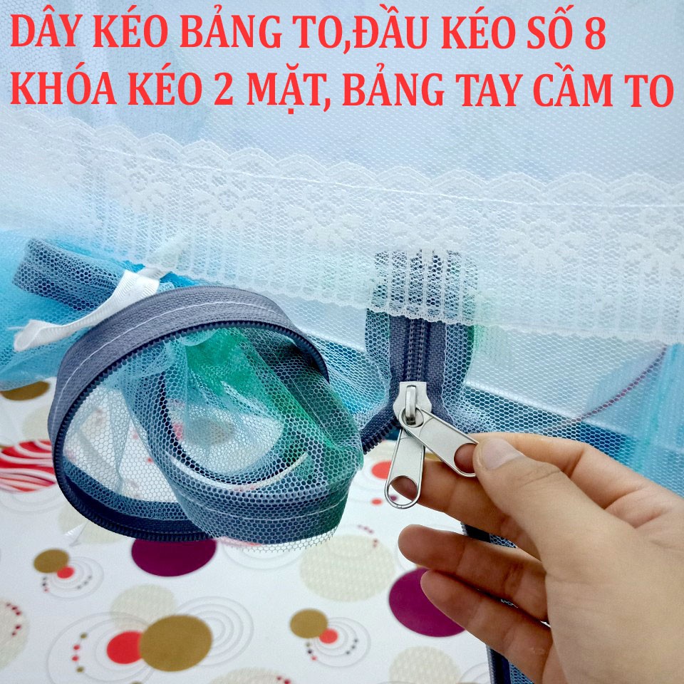 Mùng chụp tự bung ĐỈNH RỘNG,DÀY,khóa kéo 2 chiều