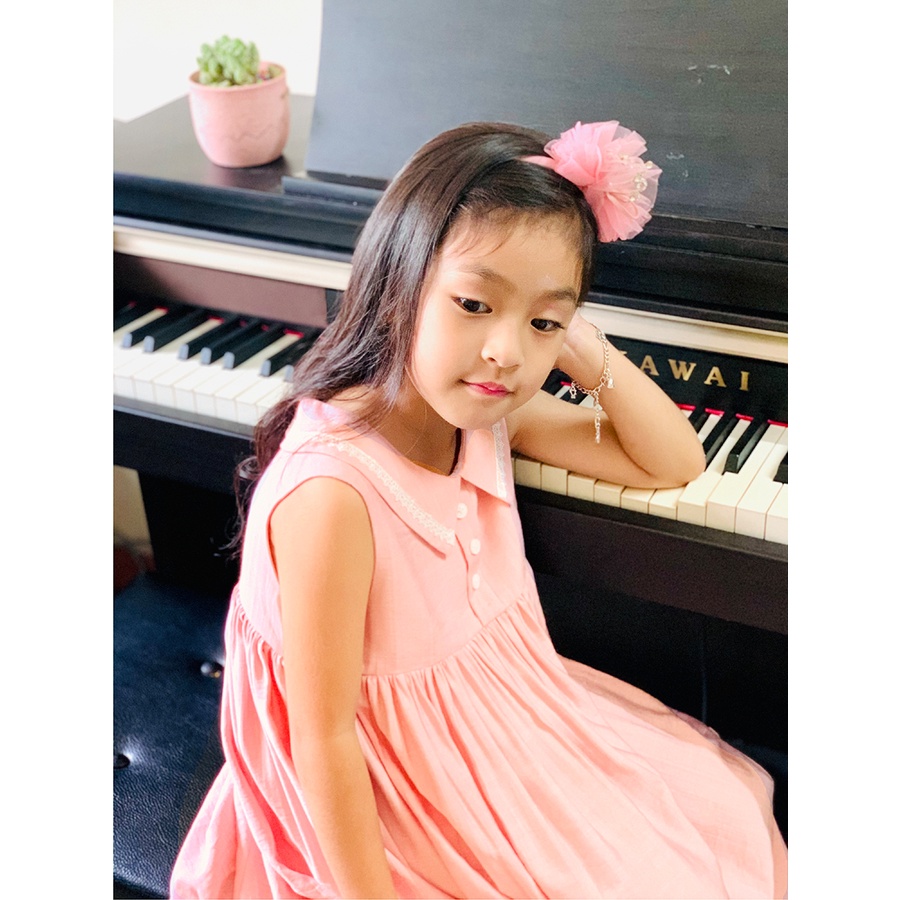 Váy Bé Gái Thiết Kế Lottie Màu Hồng Viền Ren BEBAE KIDSWEAR