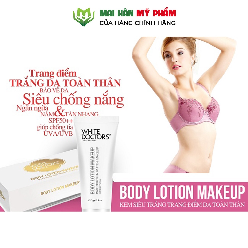 Kem dưỡng thể chống nắng trang điểm, trắng da White Doctors Body Lotion Makeup 170g