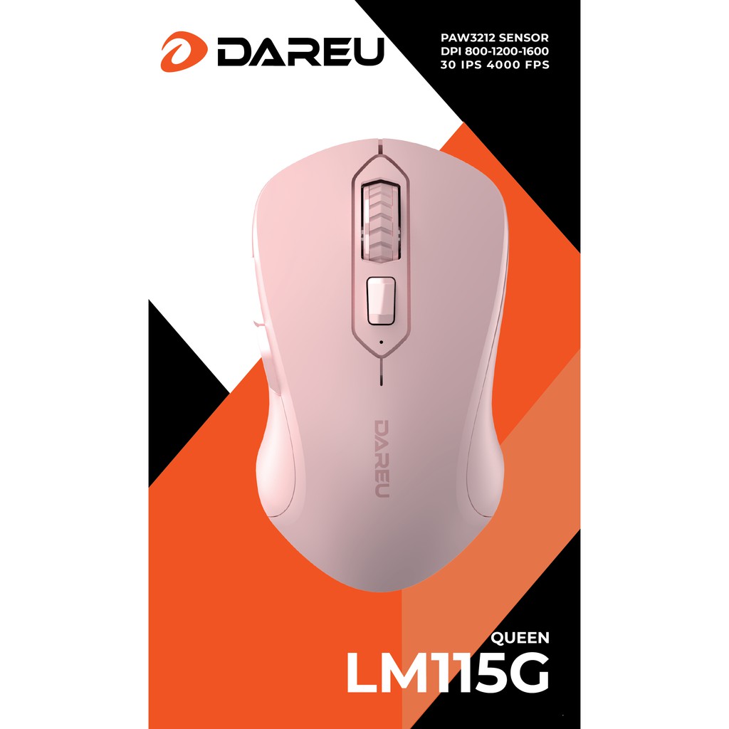 [Mã ELFLASH2 hoàn 10K xu đơn 20K] Chuột không dây DareU LM115G Pink BH 2 năm chính