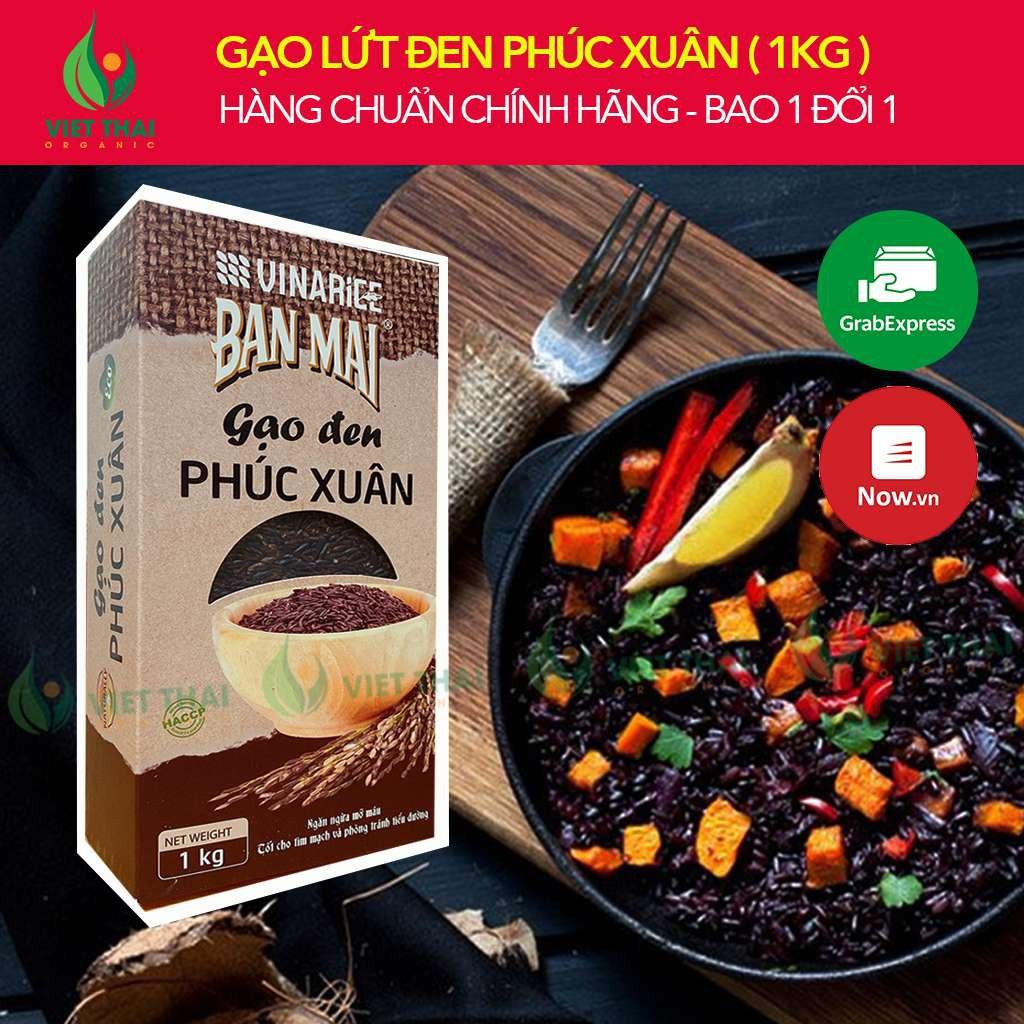 Gạo Lứt Hữu Cơ Phúc Xuân (Hộp 1kg) [CHẤT LƯỢNG] Gạo Lứt Đen Giảm Cân / Eat Clean Siêu Dẻo, Mềm, Thơm