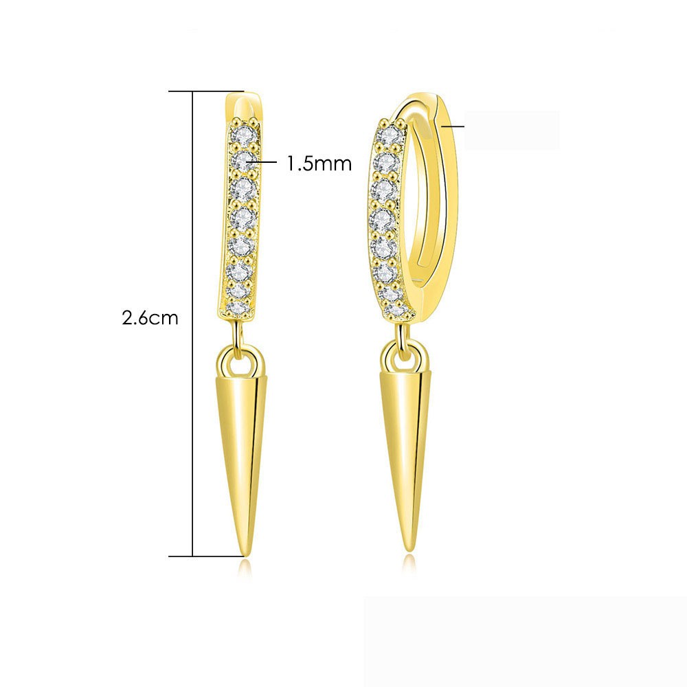 AROMA New Dangle Earrings Korean Ear Studs Earrings Triangle Cone Daily Fashion Jewelry Geometric Diamond Zircon Hip Hop Hoop Earrings/Multicolor