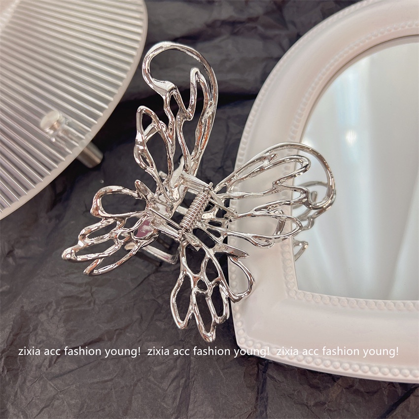 Kẹp Tóc Hình Bướm Bằng Kim Loại Màu Bạc Phong Cách Hàn Quốc Cho Nữ