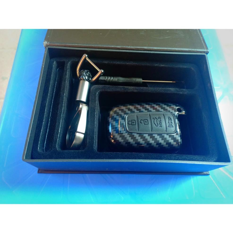 Ốp chìa khoá Carbon Sonata + Kia Forte chìa 4 nút