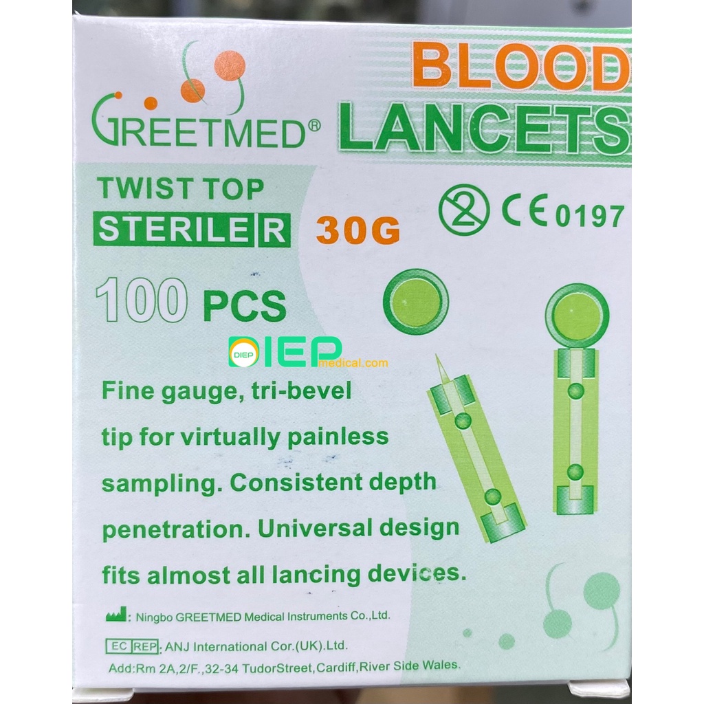 ✅ BLOOD LANCET HỘP 100 KIM ĐẦU TRÒN - Kim lấy máu dùng cho bút thử đường huyết