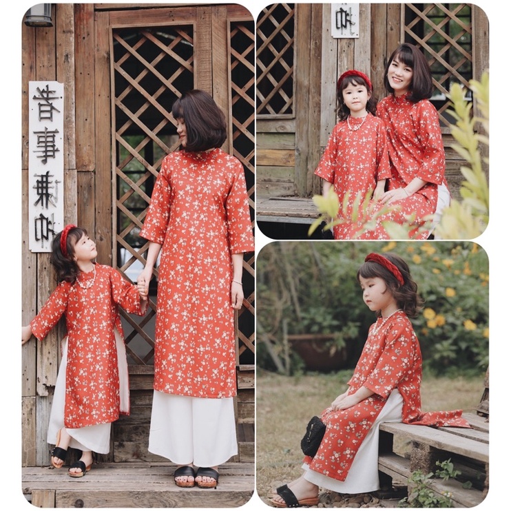 Set Áo Dài Cách Tân Mẹ Và Bé