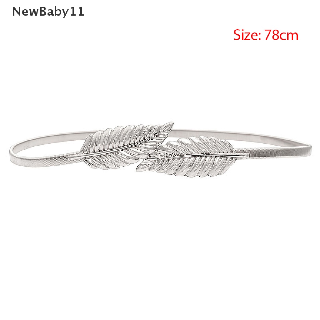 Thắt Lưng Co Giãn Hình Chiếc Lá Màu Vàng / Bạc Cho Nữ