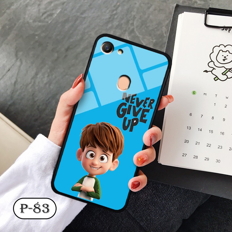 Ốp lưng kính 3D OPPO F7- hình cute