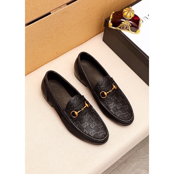 Giày tây lười nam Gucci GG GC da bò nhập khẩu cao cấp, logo thuơng hiệu sang trọng tinh tế