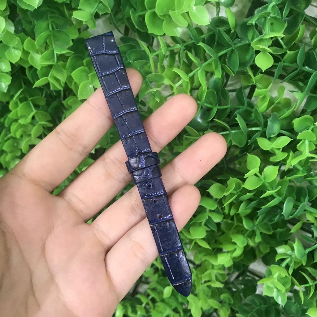 Dây da đồng hồ nữ da cá sấu mầu xanh cao cấp da bò đủ size12m/14m/16m/18m/20m/22m