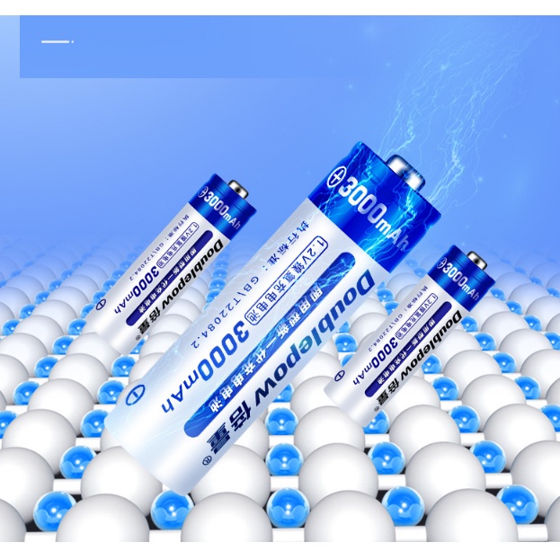 Bộ 4 Viên Pin Tiểu Sạc AA Doublepow Dung Lượng Cao 3000 mAh Dùng Cho Đồ Chơi, Máy Ảnh, Mic Hát Không Dây, Đèn Pin