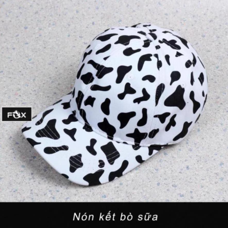 Nón Kết Bò Sữa Phong Cách Unisex – Mũ Lưỡi Trai Phối Hoạ Tiết Độc Lạ, Cá Tính Hottend Năm 2012