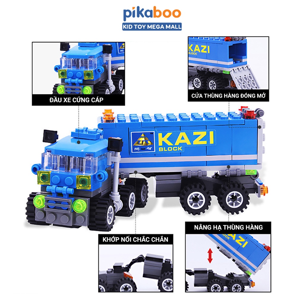 Đồ chơi lắp ráp xếp hình xe tải chở hàng Pikaboo 163 chi tiết bằng nhựa ABS cao cấp an toàn sáng tạo được nhiều mô hình