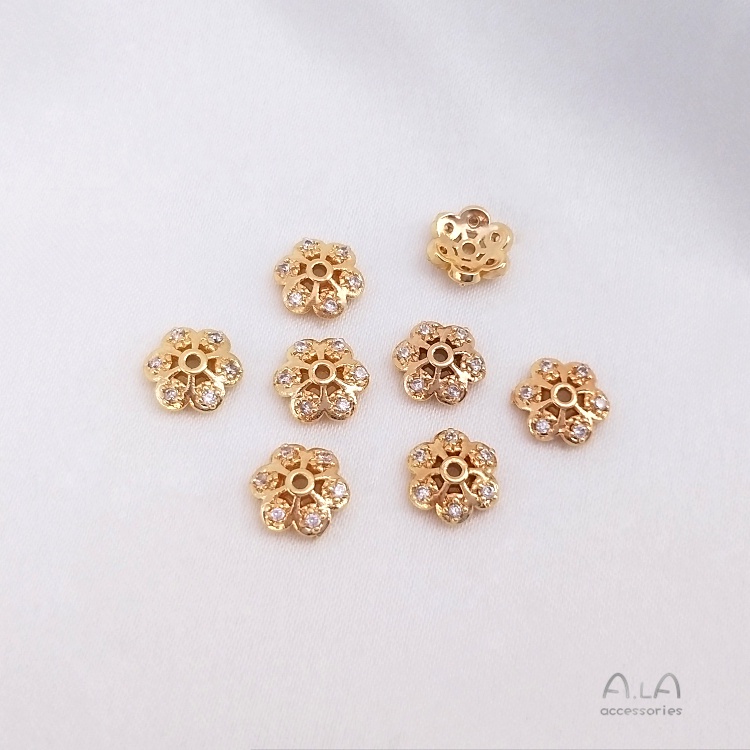 Hạt Xỏ Vòng Tay Hình Hoa Tuyết zircon Bằng Đồng 14K Màu Sắc Tùy Chọn DIY