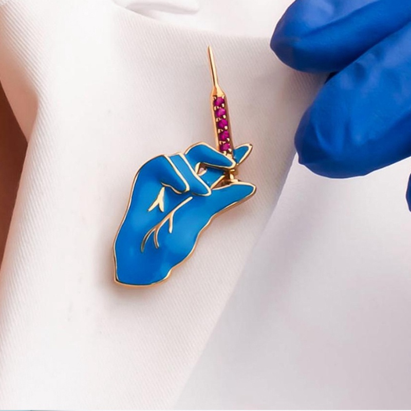 Ghim Cài Áo Hình Găng Tay Bác Sĩ/Bác Sĩ/Y Tá Thiết Kế Mới Dùng Làm Quà Tặng