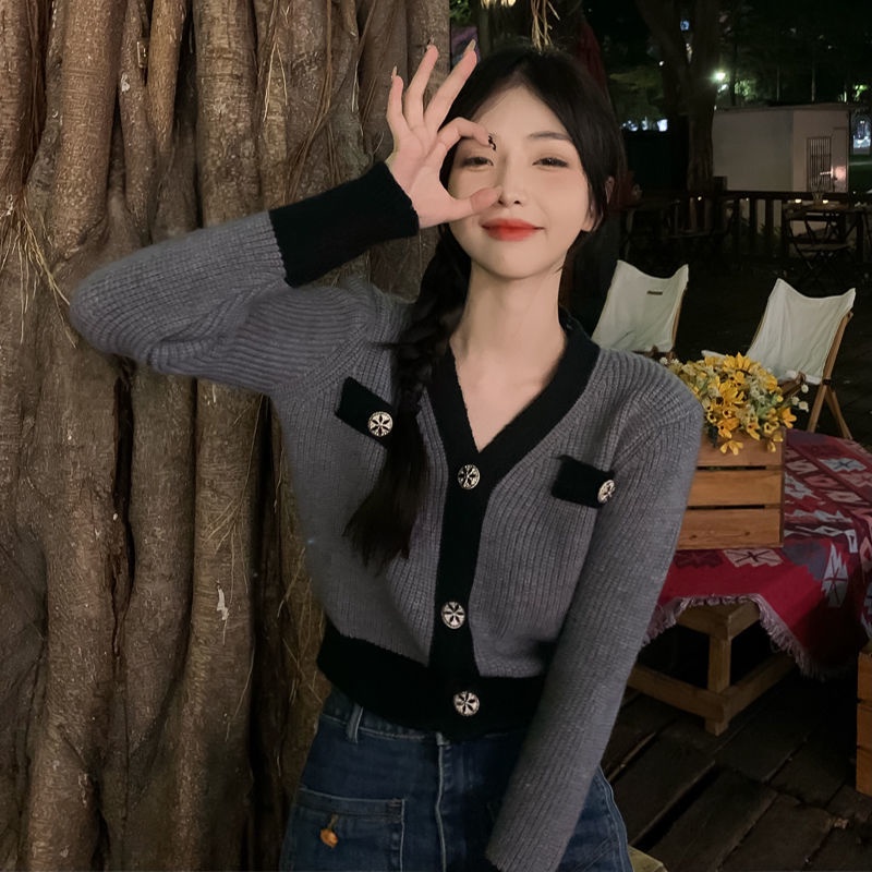Áo khoác cardigan dệt kim tay dài cổ chữ V dáng rộng thời trang mùa thu mới cho nữ