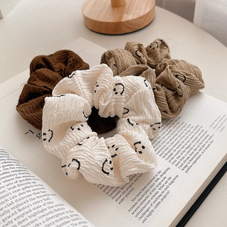 Dây Cột Tóc Scrunchies Họa Tiết Mặt Cười Đơn Giản Thời Trang Phong Cách Hàn Quốc