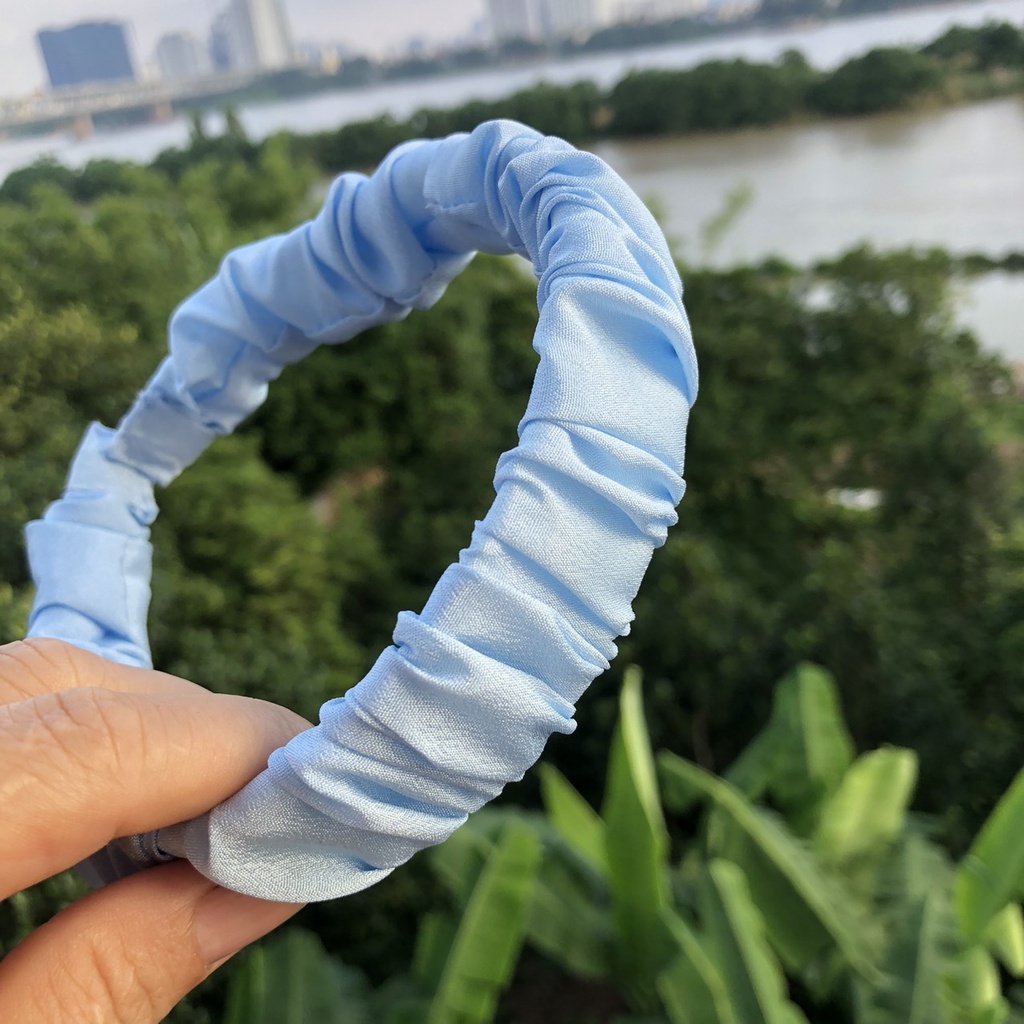 Băng đô cài tóc vải nhún bờm tóc tiểu thư nhiều màu bản 2.8cm