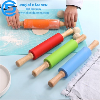 Cây cán bột bằng silicon tay cầm bằng gỗ dài 30cm, dụng cụ làm bánh chống dính cao cấp G276-CayLanBot-30cm
