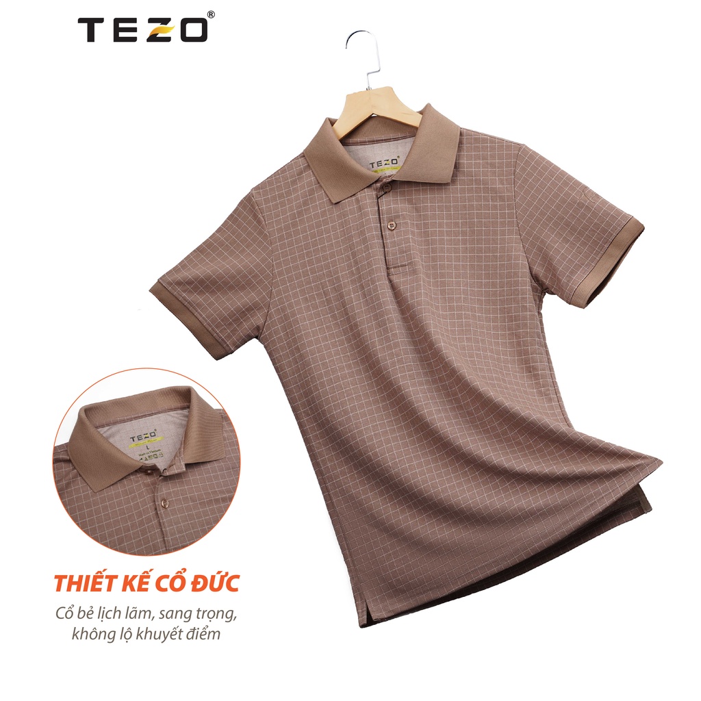 Áo polo nam hoạ tiết kẻ caro Tezo thoáng mát trẻ trung năng động 2203APKC01