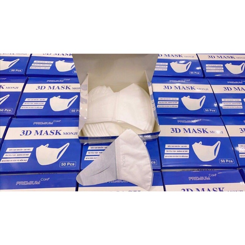 (Hàng chuẩn) Hộp 50 chiếc khẩu trang 3D mask Monji kháng khuẩn | BigBuy360 - bigbuy360.vn