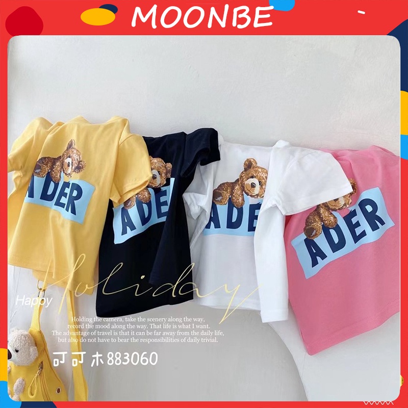 Áo cộc tay cho bé in hình gấu , áo phông chất cotton xịn cho bé trai bé gái 15-65kg - Áo cộc tay Ader