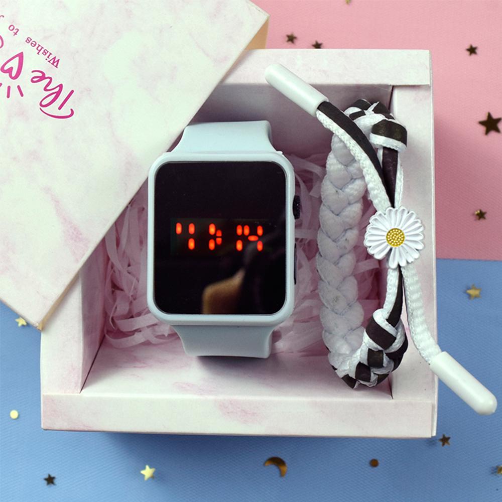 Đồng Hồ Điện Tử Dây Silicone Chống Thấm Nước Hiện Có Đèn LED 8 Màu