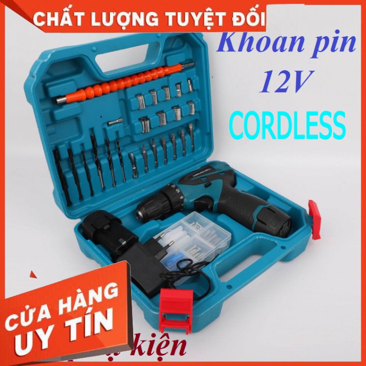 [CHÍNH HÃNG] máy khoan pin 12V CordLess kèm phụ kiện
