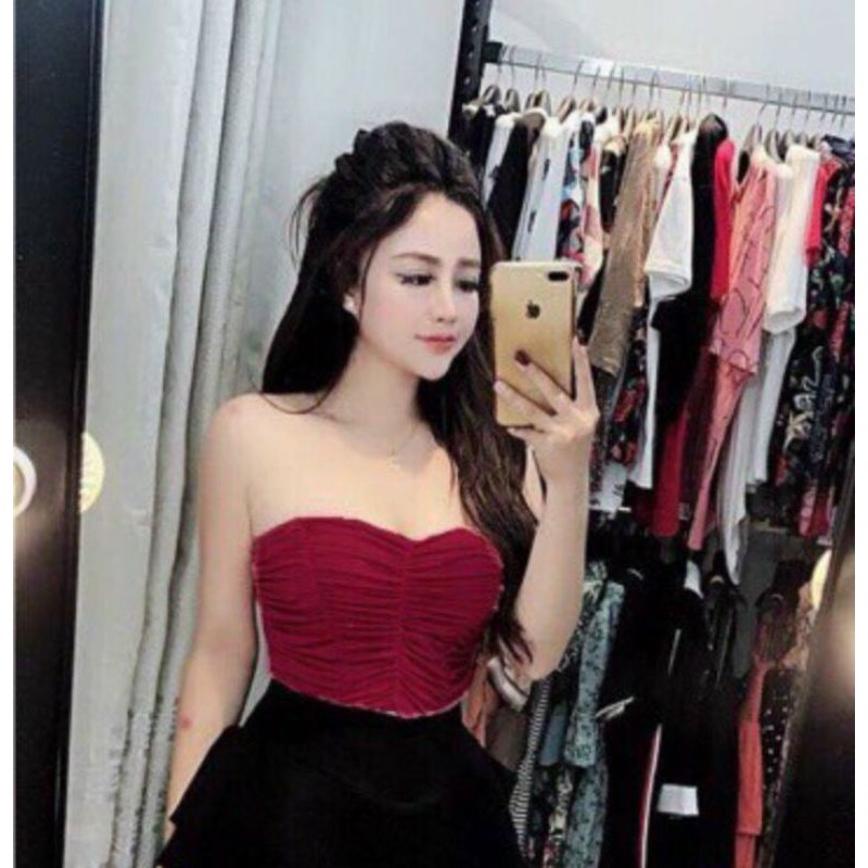  Áo ống nhún có mút ngực chất thun lụa siêu đẹp hàng y hình ( free size từ 40-53kg) | BigBuy360 - bigbuy360.vn