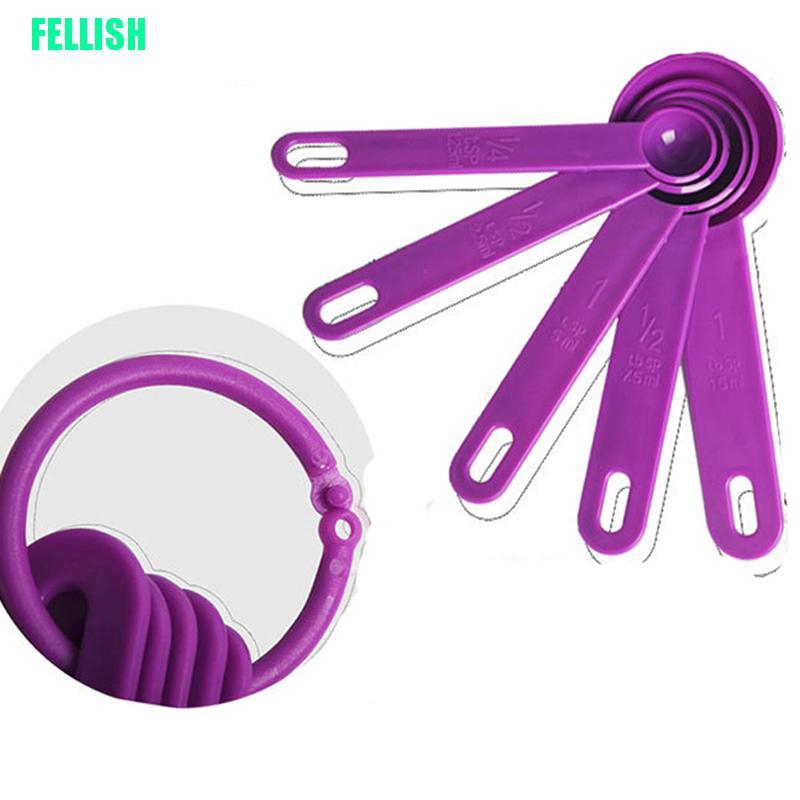 Bộ 5 Muỗng Đo Lường Bằng Nhựa Dùng Trong Nấu Ăn