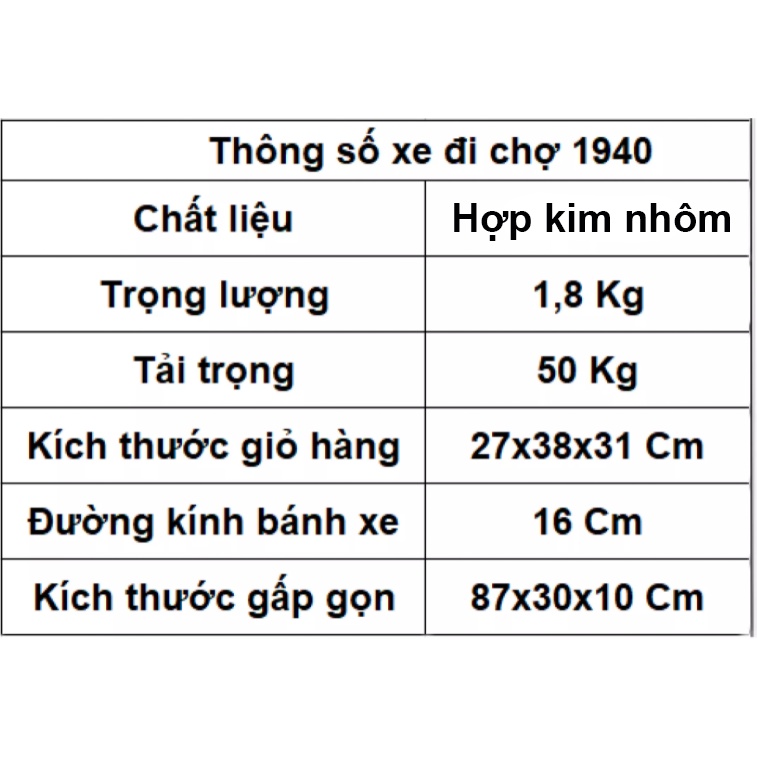 Xe Kéo Đi Chợ Đa Năng Tiện Dụng Cho Mọi Nhà - XDC1940 - Chính hãng NIKITA