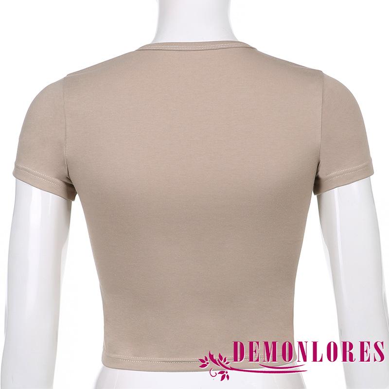 Áo Croptop Tay Ngắn Cổ Tròn Hoạ Tiết Hoạt Hình Cho Nữ