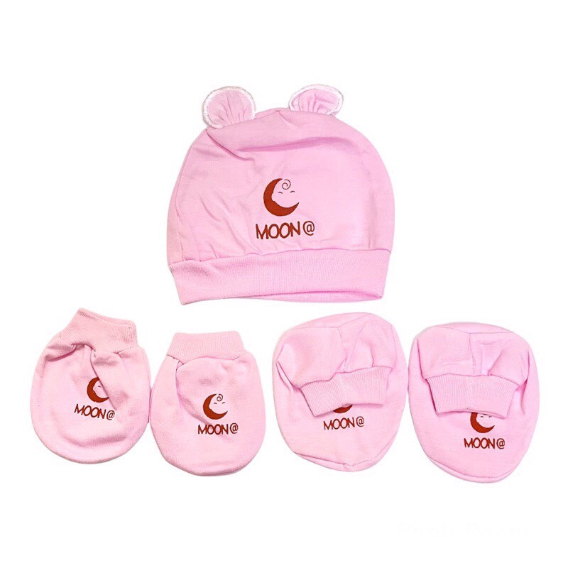 [Hàng mới về] Set bộ mũ/nón sơ sinh kèm bao tay chân cho bé sơ sinh