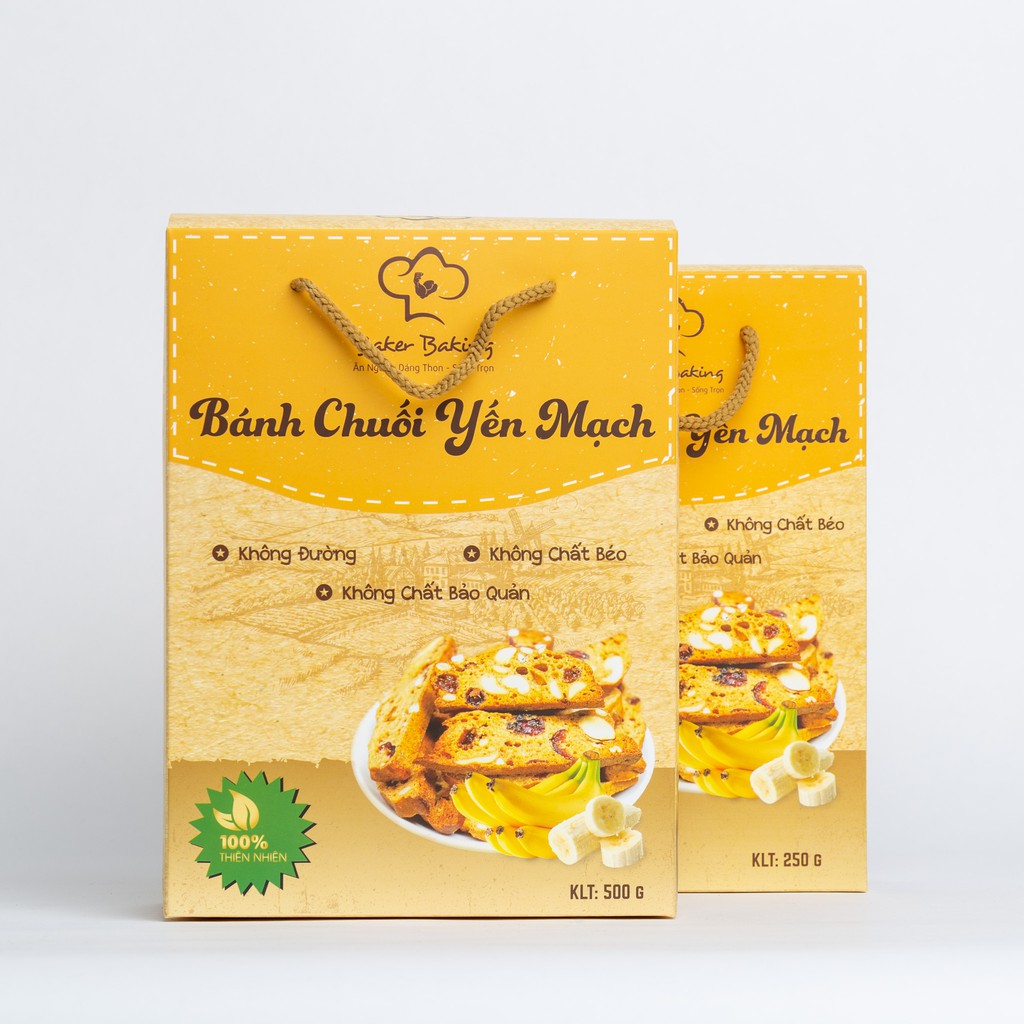 Bánh Chuối Yến mạch Baker Baking - Eat clean hỗ trợ ăn kiêng chứa nhiều Kali 500g