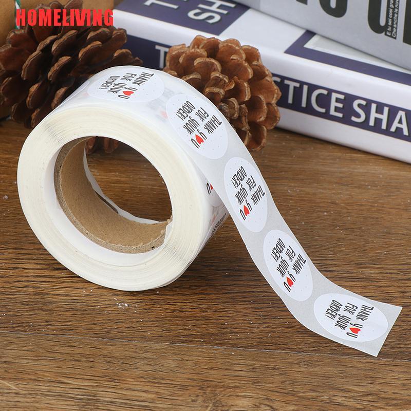 Cuộn 500 Nhãn Dán Tròn thank you for your order Dùng Trang Trí Túi Quà