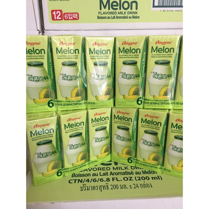 Sữa dưa lưới Binggrae Hàn Quốc ( lốc 6 hộp x 200ml)