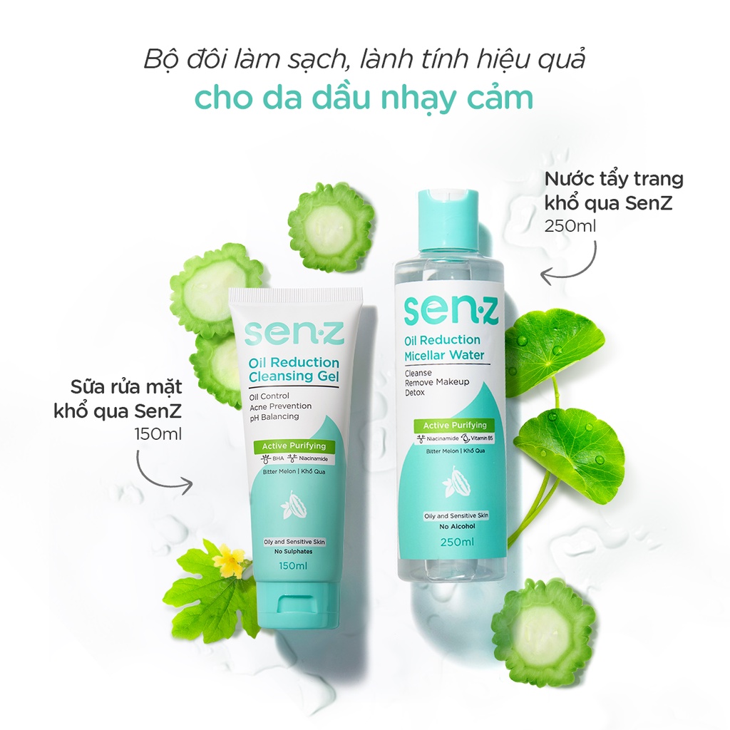 [TRAVEL SIZE 30ML] Gel Rửa Mặt Khổ Qua Dành Cho Da Dầu Mụn SenZ Oil Reduction Cleansing Gel chuẩn pH