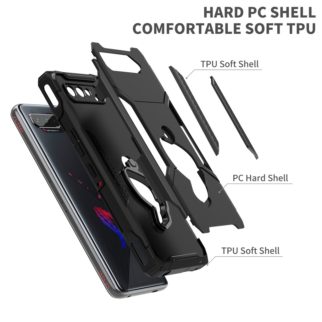 Ốp điện thoại dạng giáp chống rơi kèm giá đỡ cao cấp cho Asus Rog Phone 5 / Rog Phone 5s