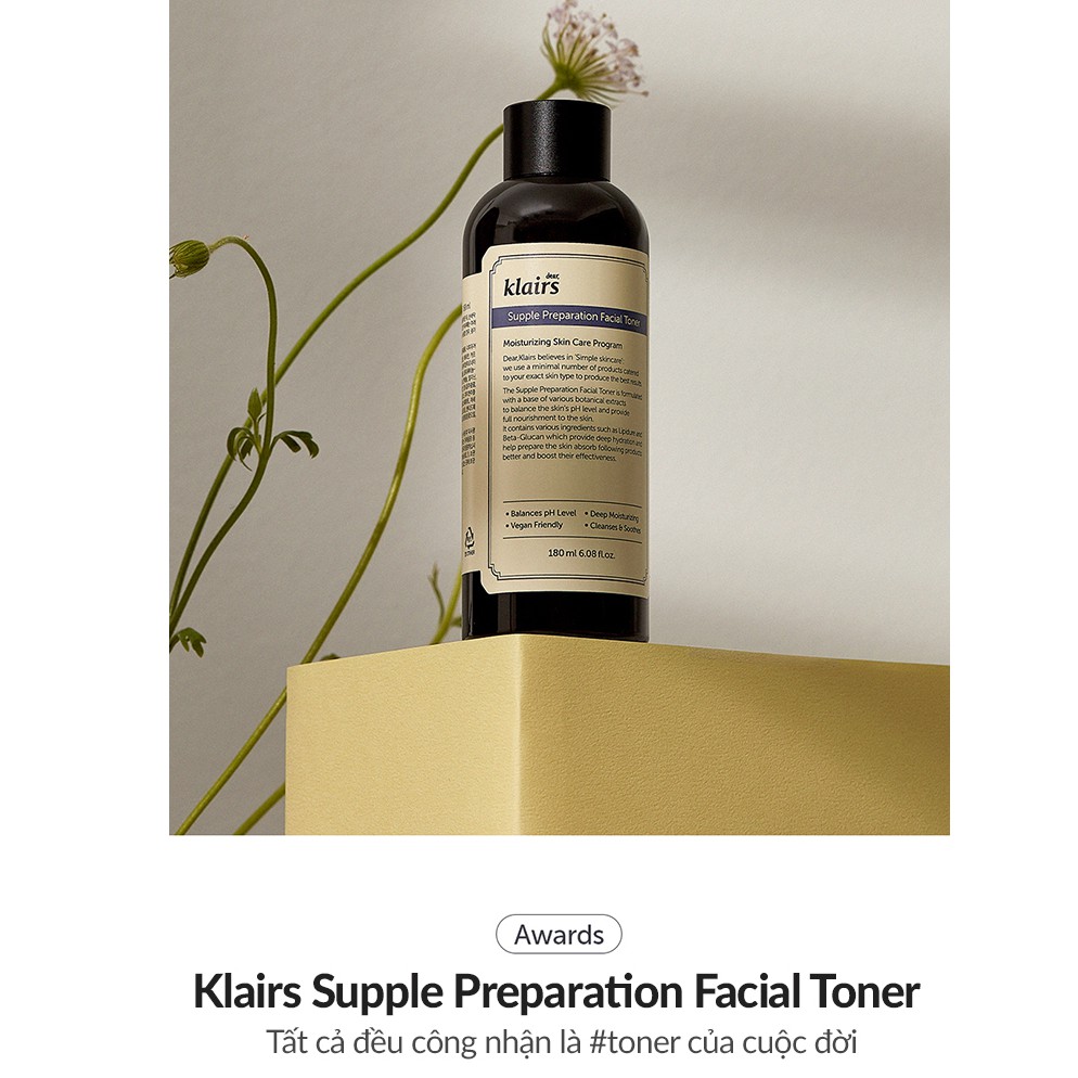 Toner dưỡng ẩm làm dịu da klairs Supple Preparation Facial Toner