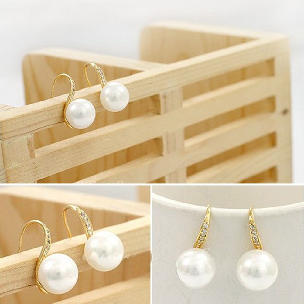 Đôi khuyên tai hình giọt nước đính ngọc trai giả thời trang cho nữ