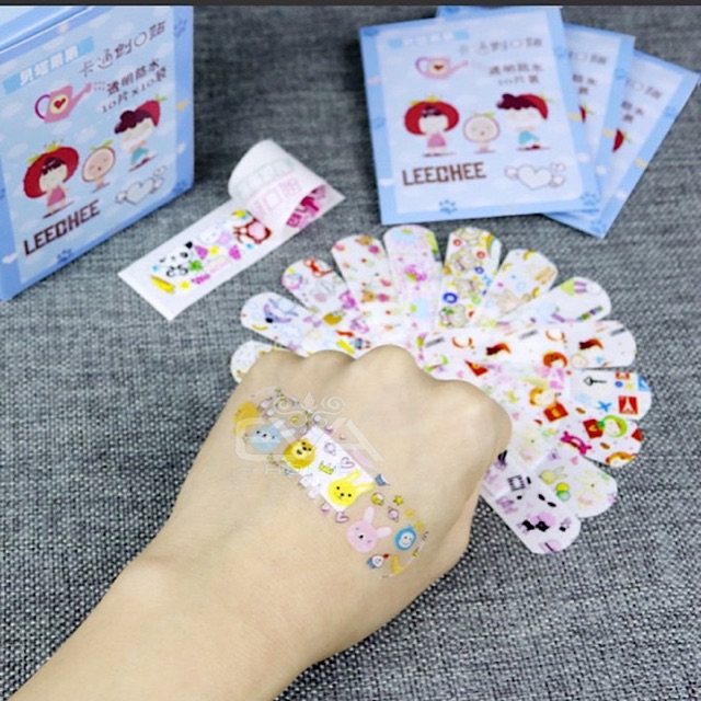 Combo 20 Miếng Băng Keo Cá Nhân Hoạ Tiết Hoạt Hình Trong Suốt Và Màu Cute Bandages