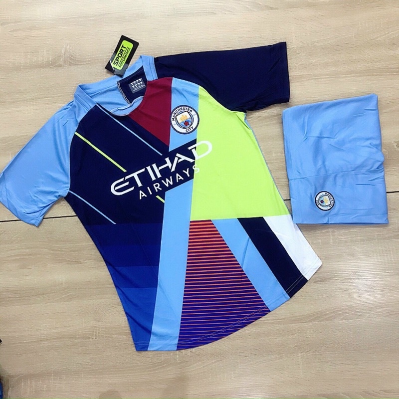 Áo bóng đá MC, bộ áo đá bóng manchester city thun thái