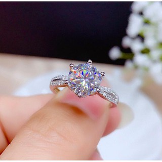 Nhẫn kim cương Moissanite 2 Carat cho nữ PT950 Nhẫn kim cương Moissanite