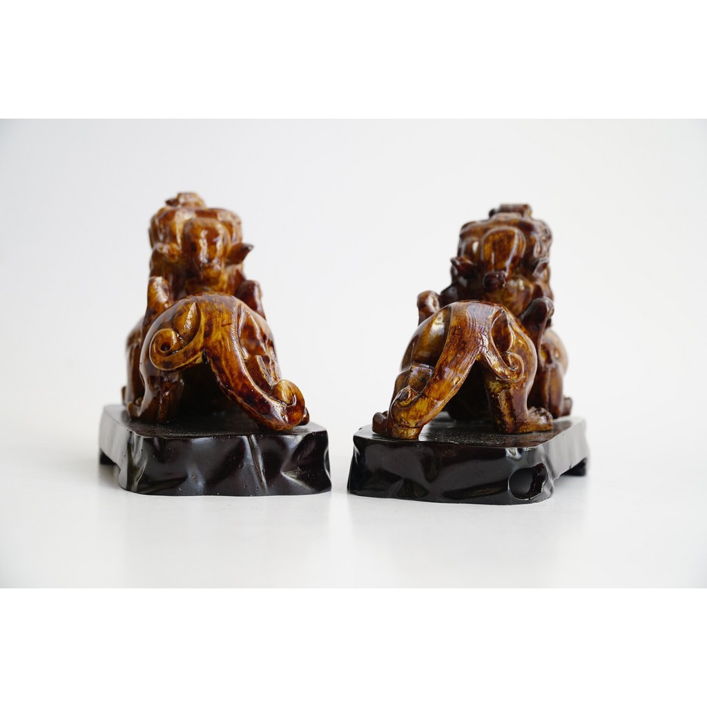 Cặp tượng Tỳ Hưu đá vân gỗ phong thủy tài lộc - Cao 10cm | BigBuy360 - bigbuy360.vn