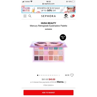 GOM ORDER SALE RẺ BẢNG MẮT HUDA MERCURY