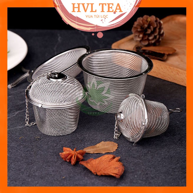 Lọc inox 304 hình trụ lưới cao cấp, nhiều kích thước, có dây treo - HVL TEA