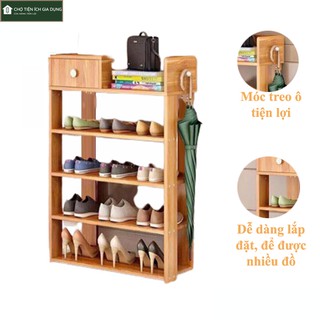 Kệ giày gỗ 5 tầng có ngăn kéo cao cấp đa năng tiện lợi - giá để giày sang trọng - BẢO HÀNH 3 THÁNG