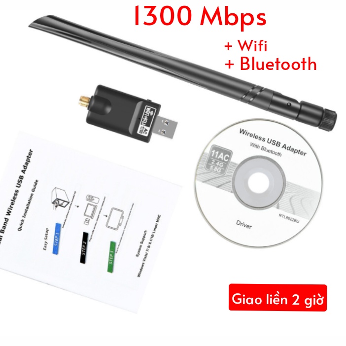 [CHÍNH HÃNG - Hỏa Tốc] USB WiFi TP LINK 600Mbps tốc độ cao - Usb thu sóng WiFi 5Ghz Laptop PC máy bàn - TPLink t2u plus
