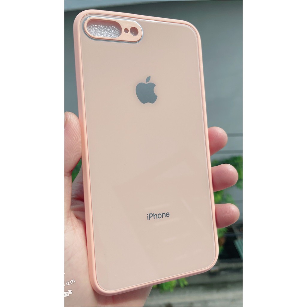 Ốp IPhone - Ốp kính Viền vuông chống bẩn, Lưng kính cường lực viền dẻo cùng màu với lưng máy | BigBuy360 - bigbuy360.vn
